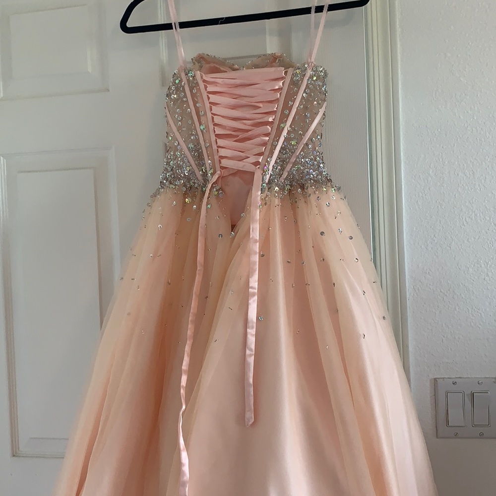 Light pink gown with sequins and corset detailing